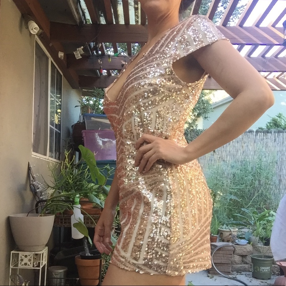 NWT misguided Gold sequin romper size 8